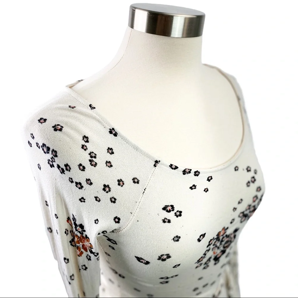 NEW Free People To The Tropics Bodycon Top Cream Tea Floral Print Size XS - Picture 9 of 13